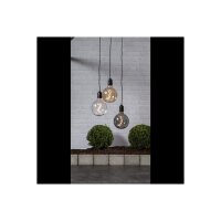 LED Hängelampe Bowl Bernstein – dekorative Gartenleuchte aus Glas mit Timer und warmweißem Licht