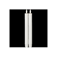 LED Leuchterkerze 2er Set "Flamme Stripe" in Weiß