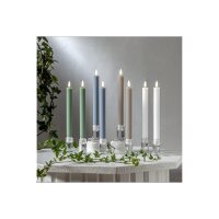 LED Leuchterkerze 2er Set "Flamme Stripe" in Weiß