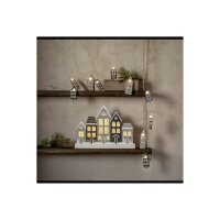 Lichterkette Villa – 10 Holzhäuschen mit warmweißen LEDs, Batterie, Timer