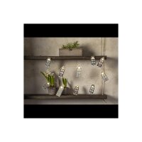 Lichterkette Villa – 10 Holzhäuschen mit warmweißen LEDs, Batterie, Timer