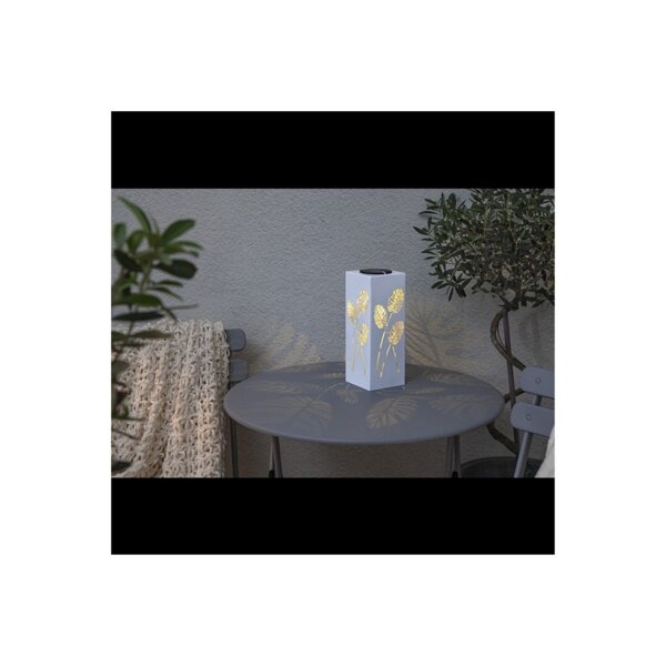 Solargartenstab Albaleaf weiß – warmweiß, Solar, Dämmerungssensor, höhenverstellbar