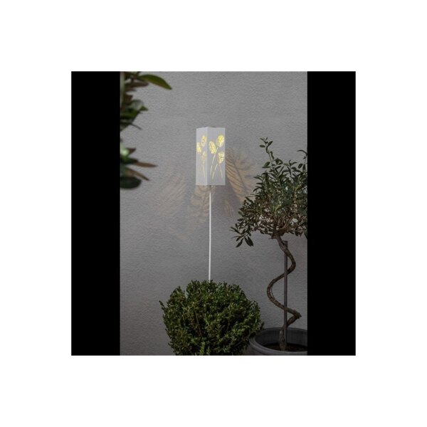 Solargartenstab Albaleaf weiß – warmweiß, Solar, Dämmerungssensor, höhenverstellbar