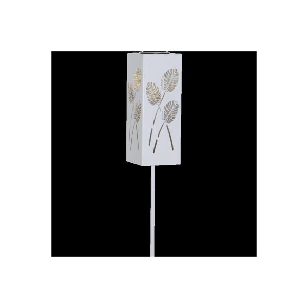 Solargartenstab Albaleaf weiß – warmweiß, Solar, Dämmerungssensor, höhenverstellbar