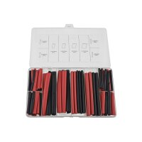 Schrumpfschlauch-Sortiment, 142-teilig Plastikbox, klebend, Ratio 3:1, schw+rot