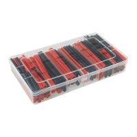 Schrumpfschlauch-Sortiment, 142-teilig Plastikbox, klebend, Ratio 3:1, schw+rot