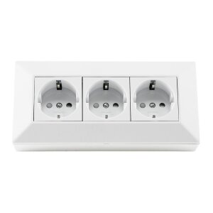 3-fach Steckdosenblock weiß – Aufbaumontage, 3600W, 45°