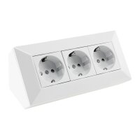 3-fach Steckdosenblock weiß – Aufbaumontage, 3600W, 45°