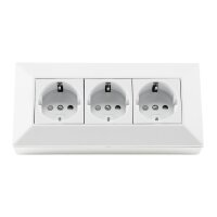 3-fach Steckdosenblock weiß – Aufbaumontage, 3600W, 45°
