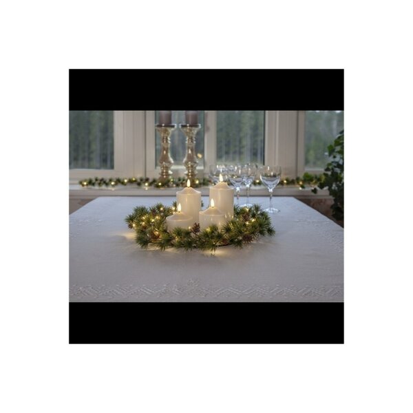 Wachskerze "Flamme" – Weiß, 17?cm mit LED-Flamme & Timer für Innenbereich