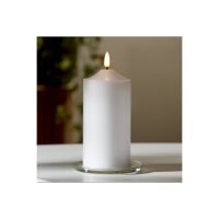 Wachskerze "Flamme" – Weiß, 17?cm mit LED-Flamme & Timer für Innenbereich