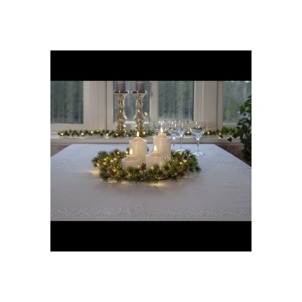 Wachskerze "Flamme" – Weiß, 15?cm mit LED-Flamme & Timer für 200h Laufzeit