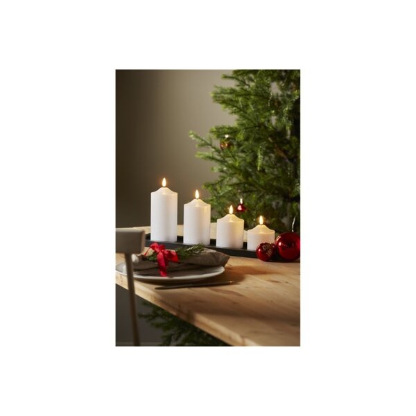 Wachskerze "Flamme" – Weiß, 12?cm mit LED-Flamme & Timer, 200h Laufzeit