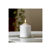 Wachskerze "Flamme" – Weiß, 12?cm mit LED-Flamme & Timer, 200h Laufzeit