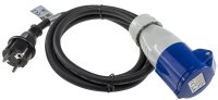 CEE Adapter Kabel 1,5M Kupplung auf Schutzkontakt Stecker IP44 spritzwassergeschützt 230V / 16A 3-polig für Camping, Boot, Camper, Wohnwagen
