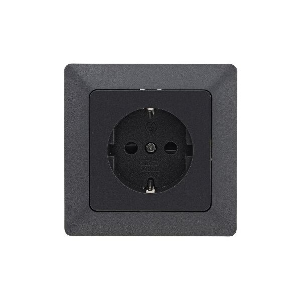 MILOS Schutzkontakt-Steckdose, Anthrazit 250V~/ 16A, mit Rahmen, Klemmanschluss