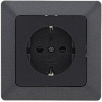 MILOS Schutzkontakt-Steckdose, Anthrazit 250V~/ 16A, mit Rahmen, Klemmanschluss