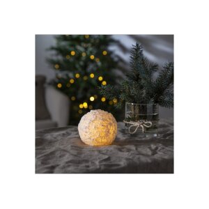 LED Wachskerze Schneeball - Kugel Optik