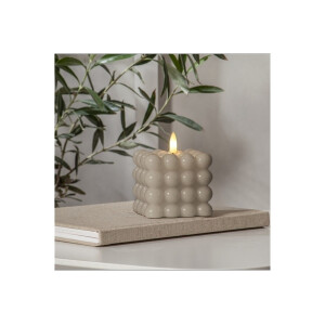 3er Set LED Stumpenkerze Flamme Dot weiß, beige, grau