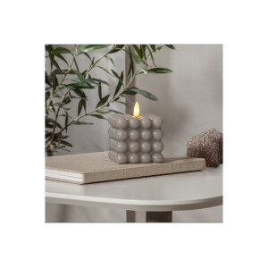 3er Set LED Stumpenkerze Flamme Dot weiß, beige, grau