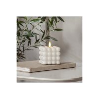 3er Set LED Stumpenkerze Flamme Dot weiß, beige, grau