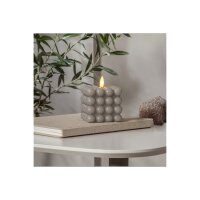 3er Set LED Stumpenkerze Flamme Dot weiß, beige, grau