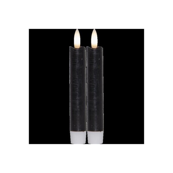 4er Set LED LEUCHTERKERZE X2 FLAMME schwarz 15 + 25cm  hoch