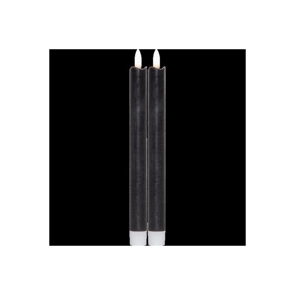 4er Set LED LEUCHTERKERZE X2 FLAMME schwarz 15 + 25cm  hoch