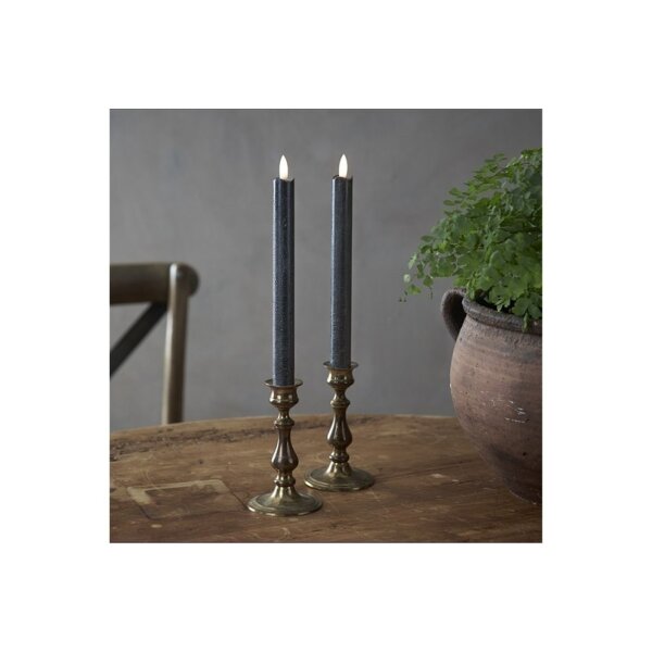4er Set LED LEUCHTERKERZE X2 FLAMME schwarz 15 + 25cm  hoch