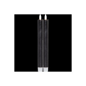4er Set LED LEUCHTERKERZE X2 FLAMME schwarz 15 + 25cm  hoch