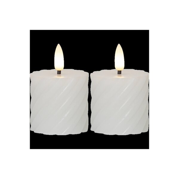 2er Set LED Stumpenkerzen FLAMME SWIRL Weiß