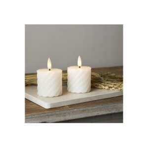 2er Set LED Stumpenkerzen FLAMME SWIRL Weiß