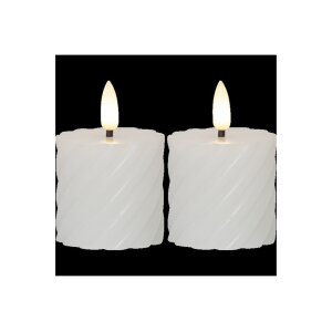 2er Set LED Stumpenkerzen FLAMME SWIRL Weiß