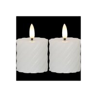 2er Set LED Stumpenkerzen FLAMME SWIRL Weiß