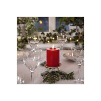 LED-Stumpenkerze Flamme Flow Rot – 12,5?cm mit glänzender Wachsoptik & Timer