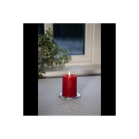 LED-Stumpenkerze Flamme Flow Rot – 12,5?cm mit glänzender Wachsoptik & Timer