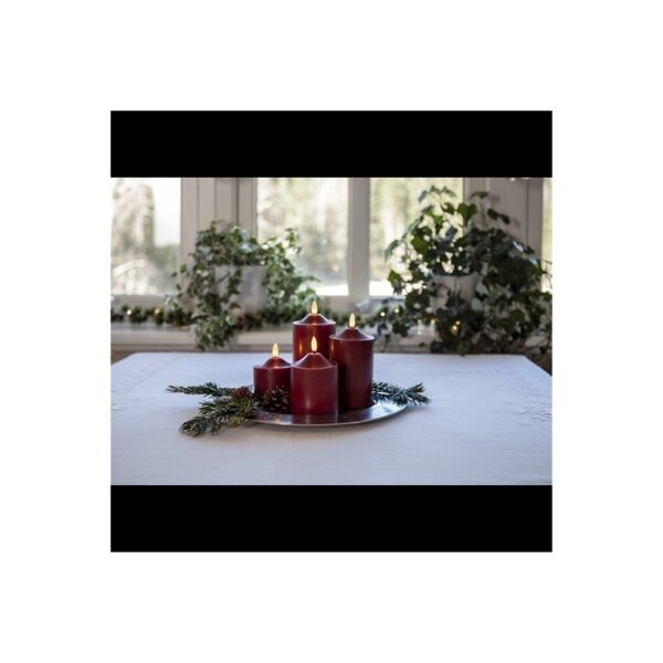 LED STUMPENKERZE FLAMME Rot 9,5 & 12cm