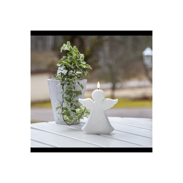 LED Engelskerze Weiß – Flamme-Optik, Timer, Außen & Innen