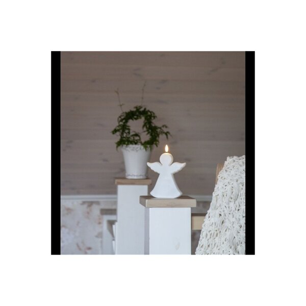 LED Engelskerze Weiß – Flamme-Optik, Timer, Außen & Innen