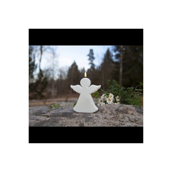 LED Engelskerze Weiß – Flamme-Optik, Timer, Außen & Innen