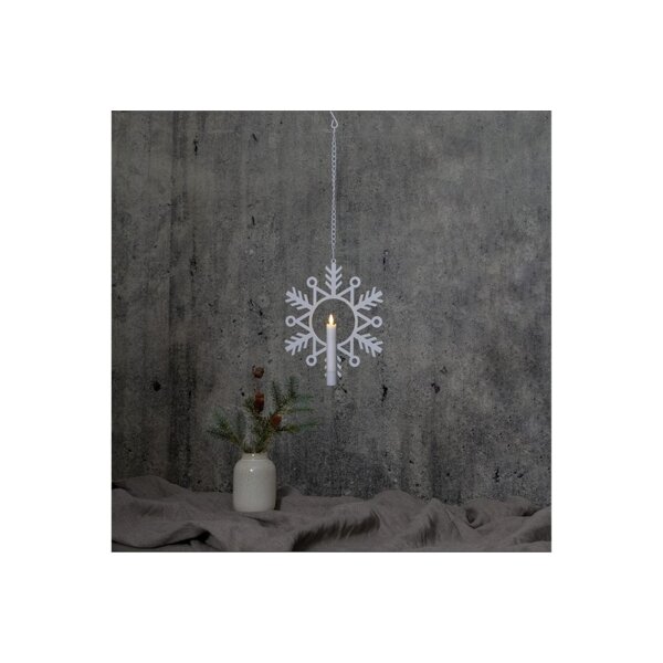 Schneeflocke aus Metall -Ø 24- mit einer LED Wachkerze