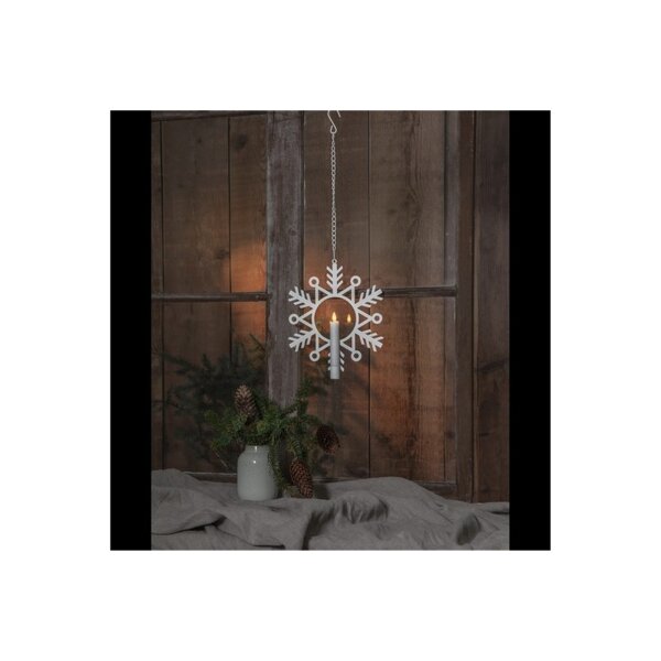 Schneeflocke aus Metall -Ø 24- mit einer LED Wachkerze