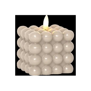 LED-Wachskerze Flamme Dot Beige – Bubble-Design,...
