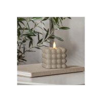 LED-Wachskerze Flamme Dot Beige – Bubble-Design, 9,5?cm, mit Timerfunktion & LED-Flamme
