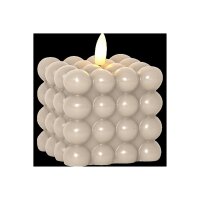 LED-Wachskerze Flamme Dot Beige – Bubble-Design, 9,5?cm, mit Timerfunktion & LED-Flamme