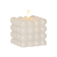 LED-Wachskerze Flamme Dot Weiß – Bubble-Design, 9,5?cm, Timer & warmweißes Licht