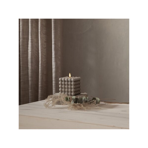 LED-Wachskerze Flamme Dot Grau – Bubble-Design, 12,5?cm, mit Timer & LED-Flamme