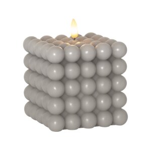 LED-Wachskerze Flamme Dot Grau – Bubble-Design,...