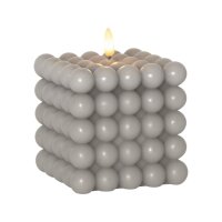 LED-Wachskerze Flamme Dot Grau – Bubble-Design, 12,5?cm, mit Timer & LED-Flamme