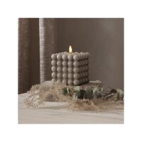 LED-Wachskerze Flamme Dot Grau – Bubble-Design, 12,5?cm, mit Timer & LED-Flamme